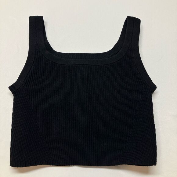 CUTS Coreflex Cropped Wide Strap Square Neck Ribbed Tank Black Women’s Size S - Picture 3 of 7